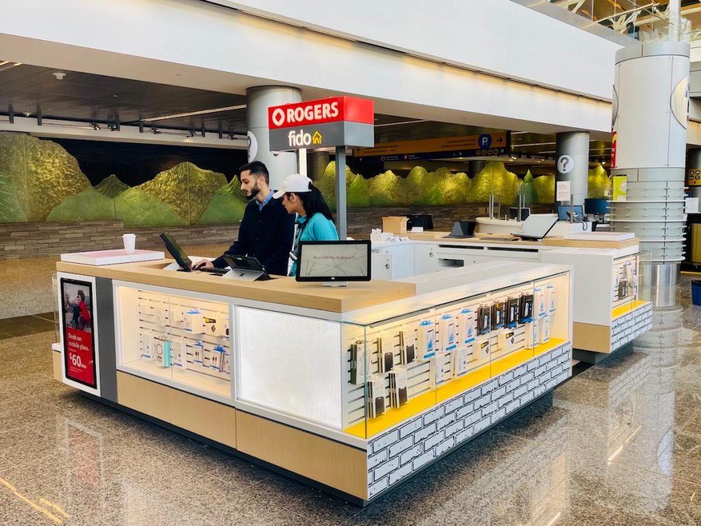 Rogers Fido kiosk at Calgary Airport