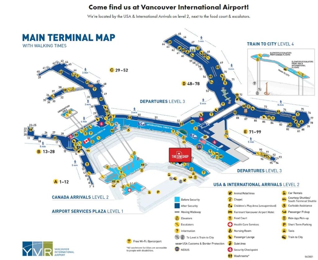 the sim shop at vancouver airport map